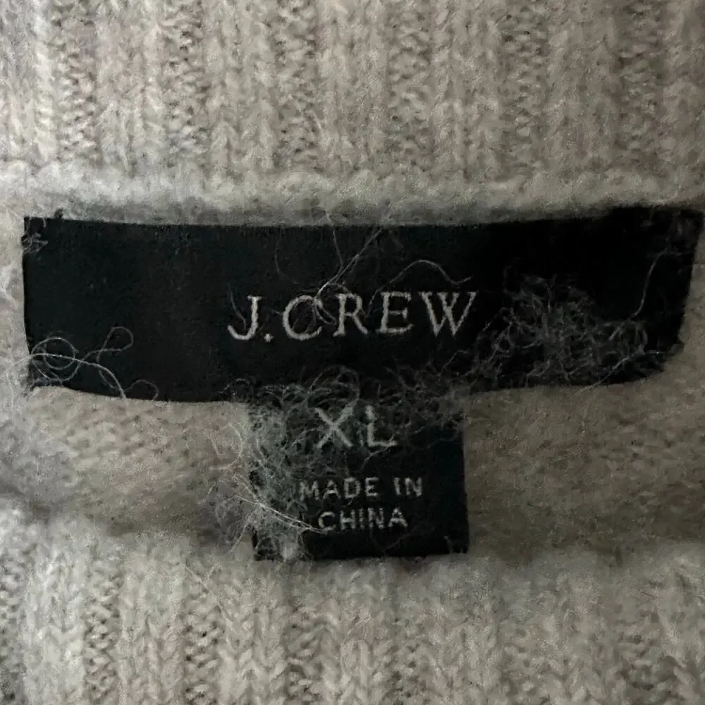 J. Crew Striped Turtleneck Sweater Gray & Mint Green Wool Alpaca